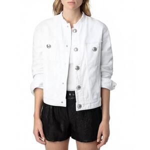 NEW ZADIG & VOLTAIRE kaely destroy denim jacket in white